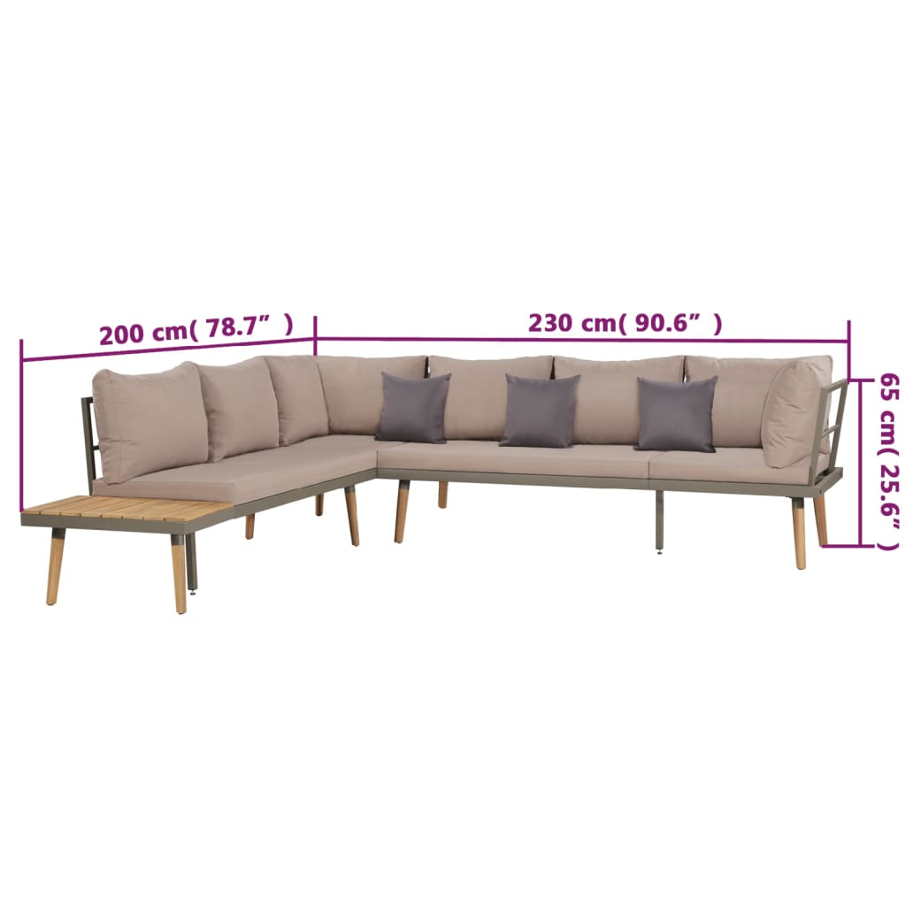 4-Delige Loungeset Met Kussens Massief Acaciahout Bruin
