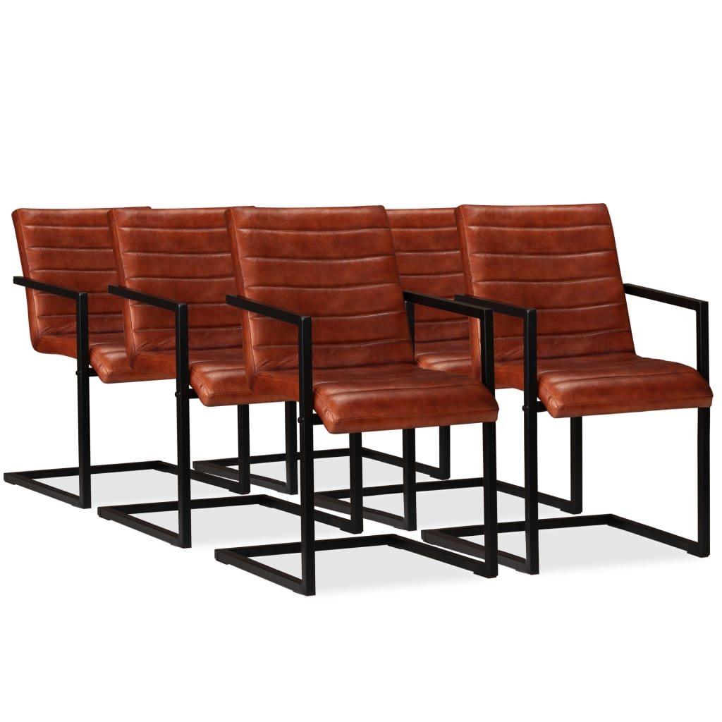 Eetkamerstoelen Echt Leer Bruin
