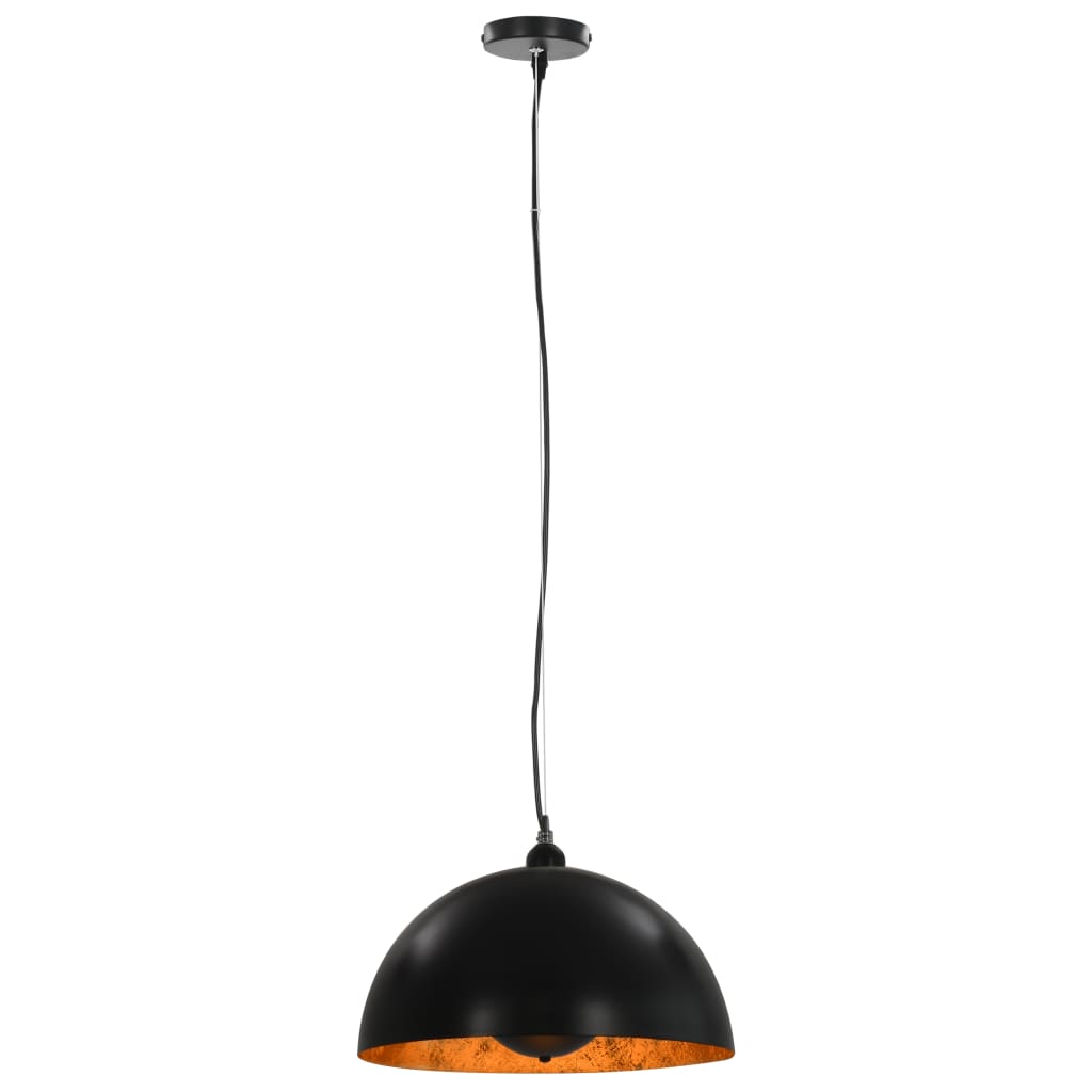 Plafondlampen Halfrond E27 Zwart En Goudkleurig