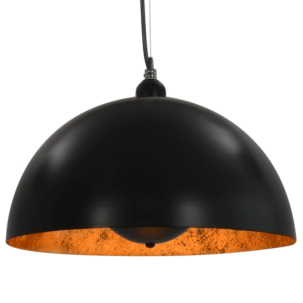 Plafondlampen Halfrond E27 Zwart En Goudkleurig