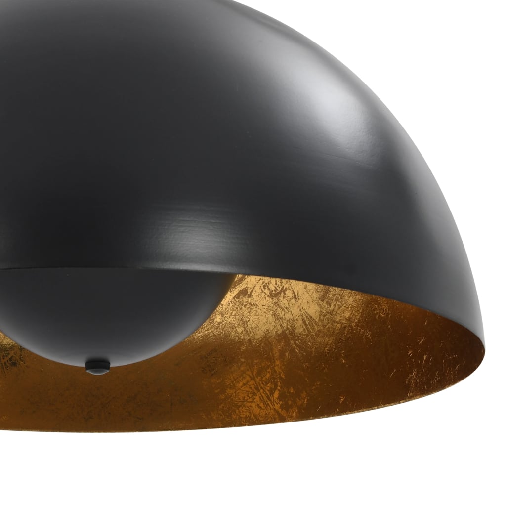 Plafondlampen Halfrond E27 Zwart En Goudkleurig