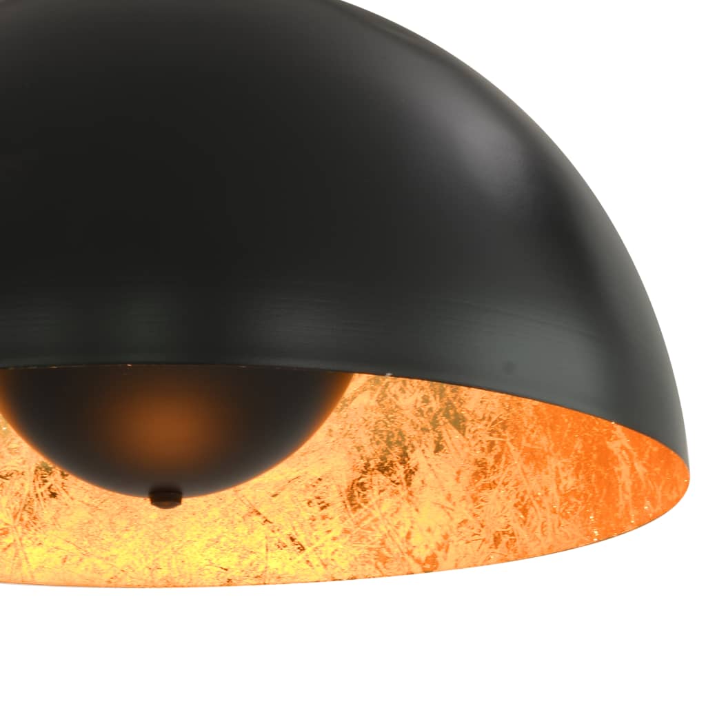 Plafondlampen Halfrond E27 Zwart En Goudkleurig