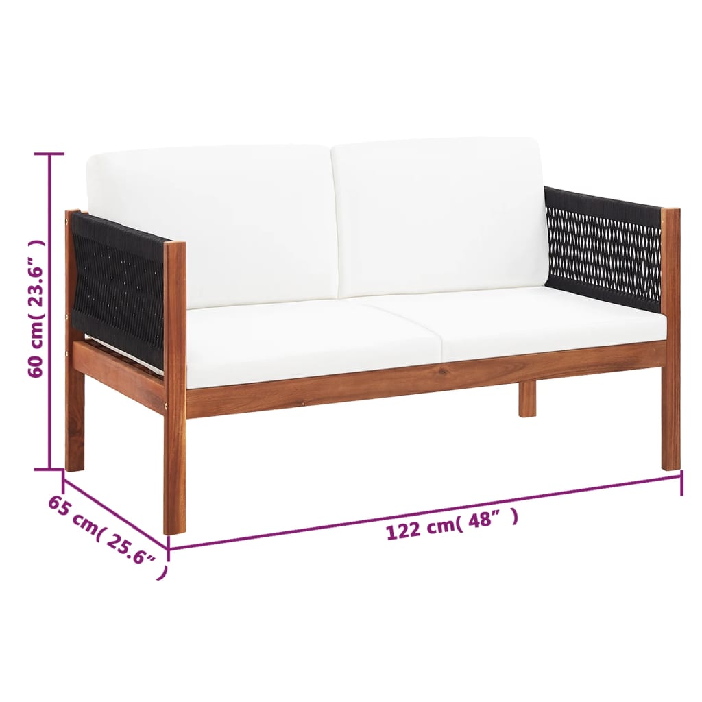 4-Delige Loungeset Massief Acaciahout Peper