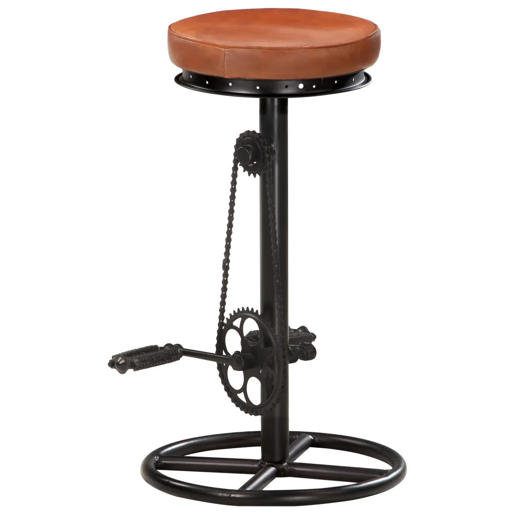 Set van 2 Industriële Barkrukken – Bruin Geitenleer – Authentiek Vintage Design