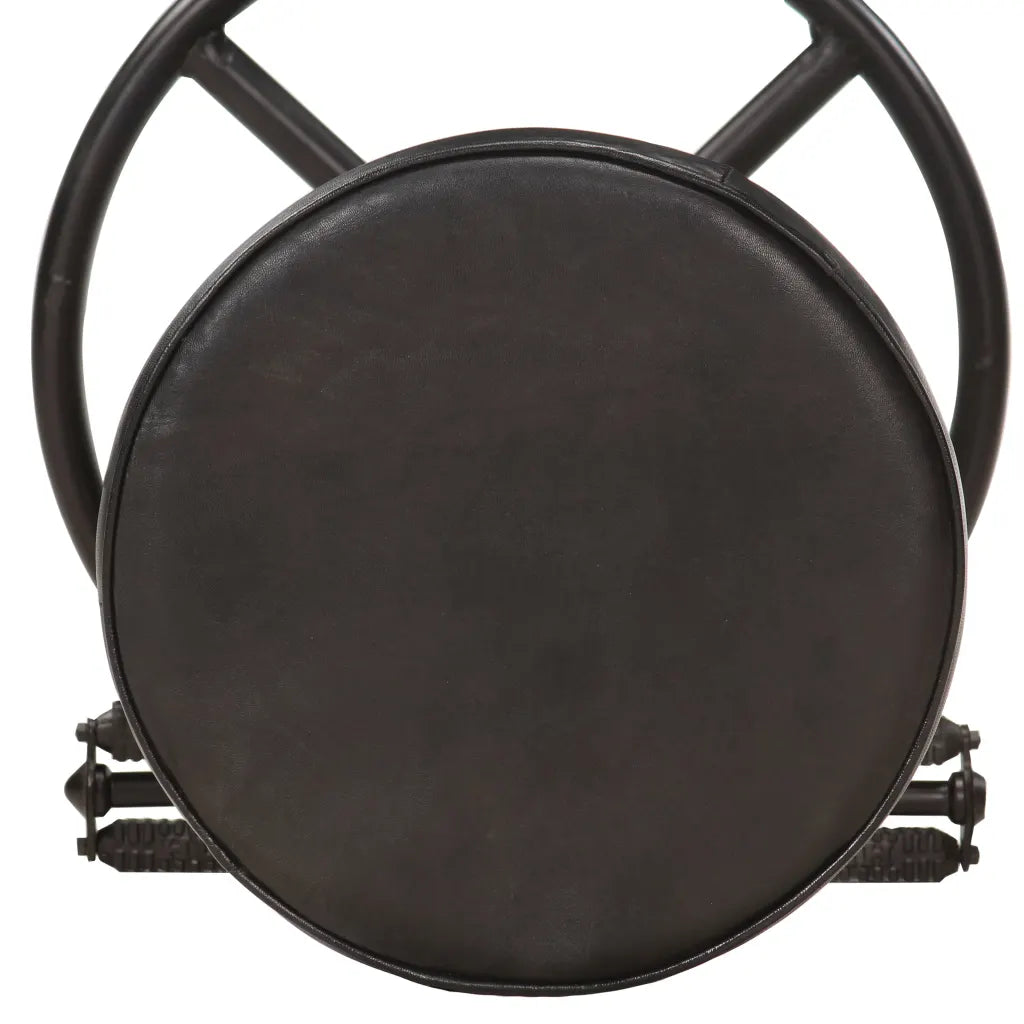 Set van 2 Industriële Barkrukken – Zwart Geitenleer – Authentiek Vintage Design