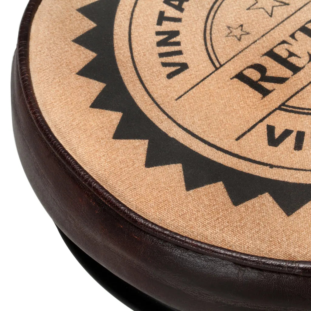 Set van 2 Industriële Barkrukken met Fietspedalen – Canvas en Geitenleer – Vintage Stijl