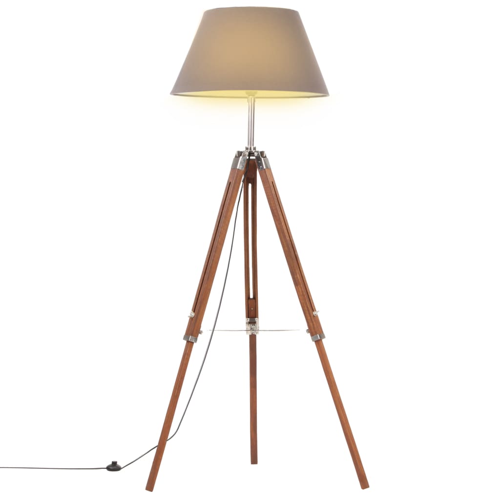 Vloerlamp Driepoot 141 Cm Massief Teakhout Kleurig