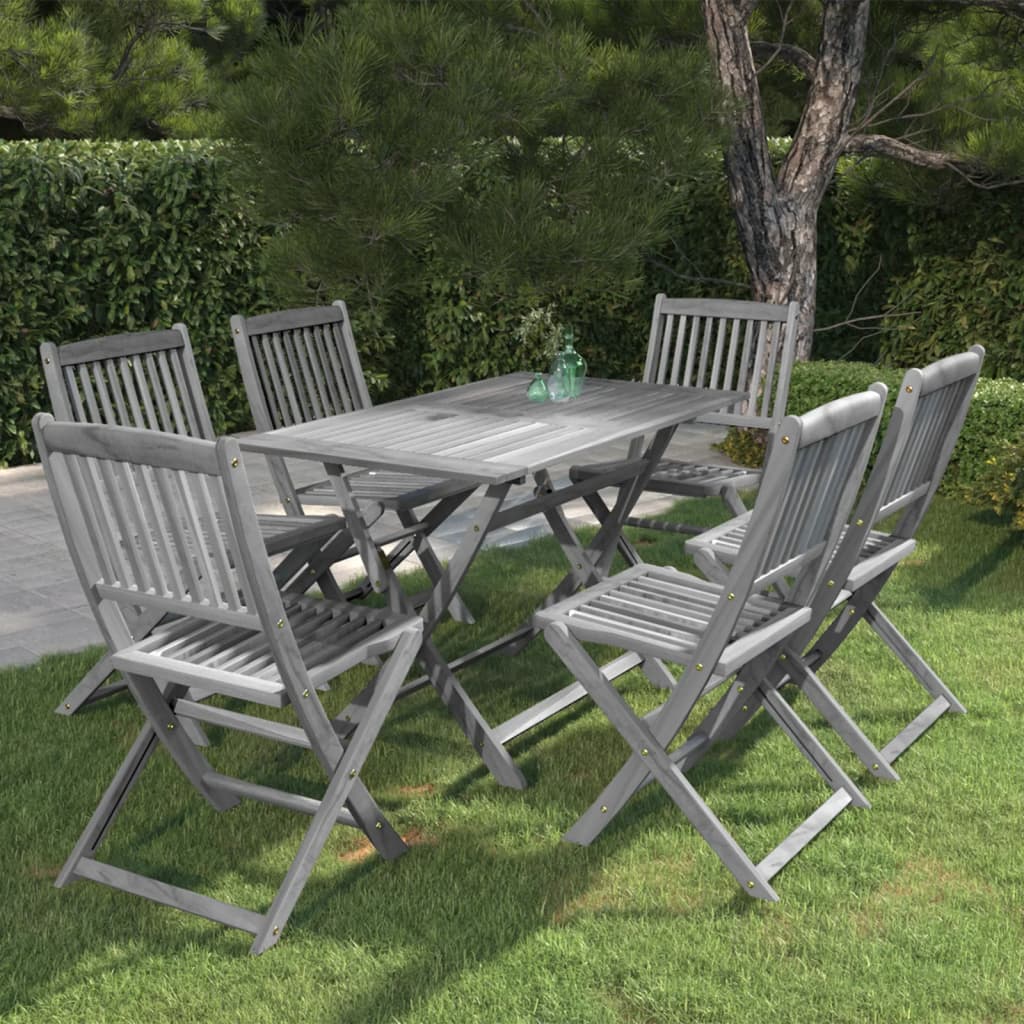 5-Delige Tuinset Massief Acaciahout Grijs