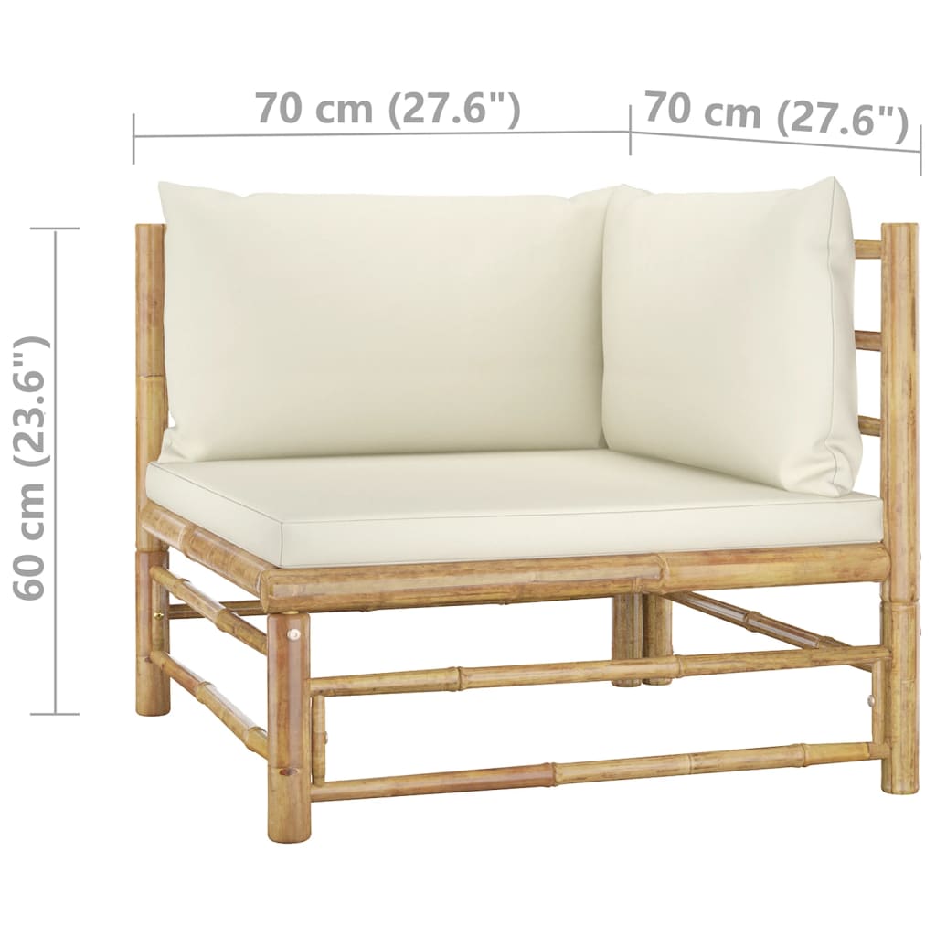 5-Delige Loungeset Met Witte Kussens Bamboe