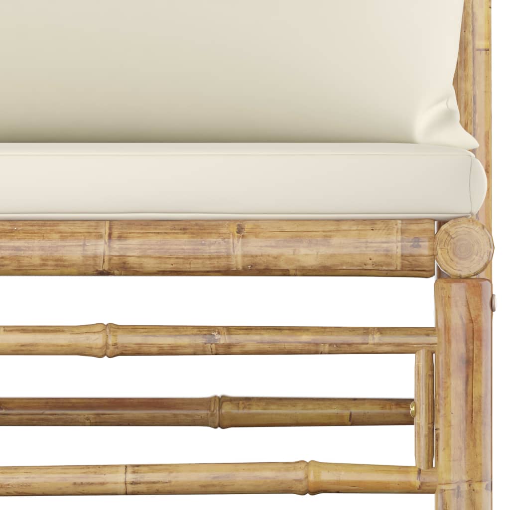 5-Delige Loungeset Met Witte Kussens Bamboe