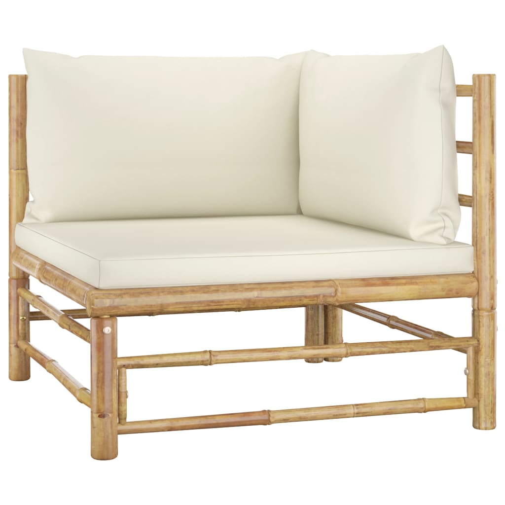 4-Delige Loungeset Met Witte Kussens Bamboe