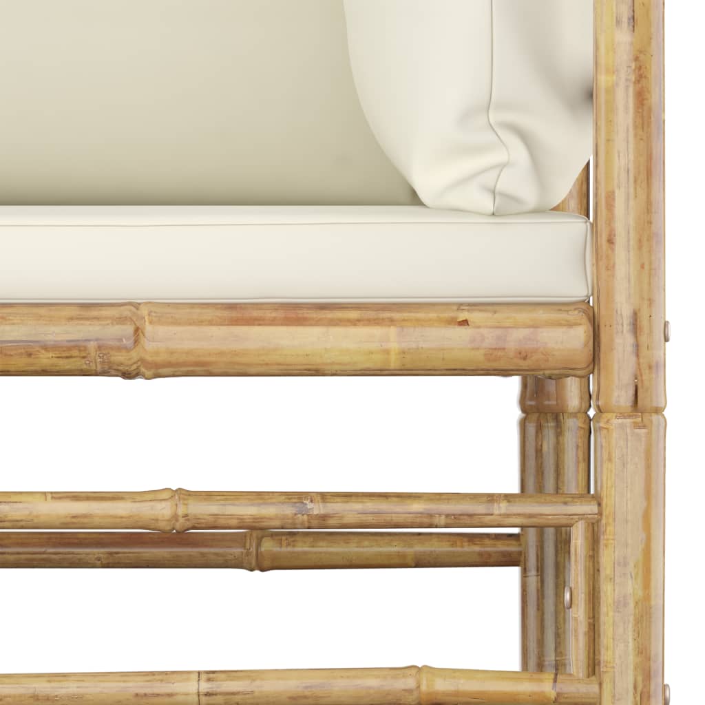 4-Delige Loungeset Met Witte Kussens Bamboe