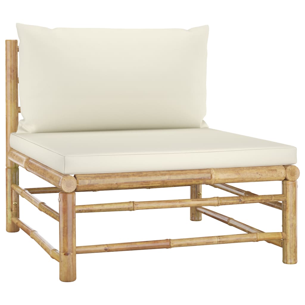 4-Delige Loungeset Met Witte Kussens Bamboe