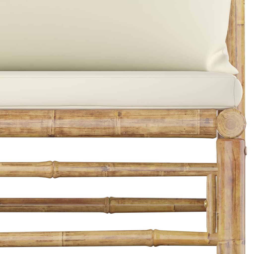 4-Delige Loungeset Met Witte Kussens Bamboe