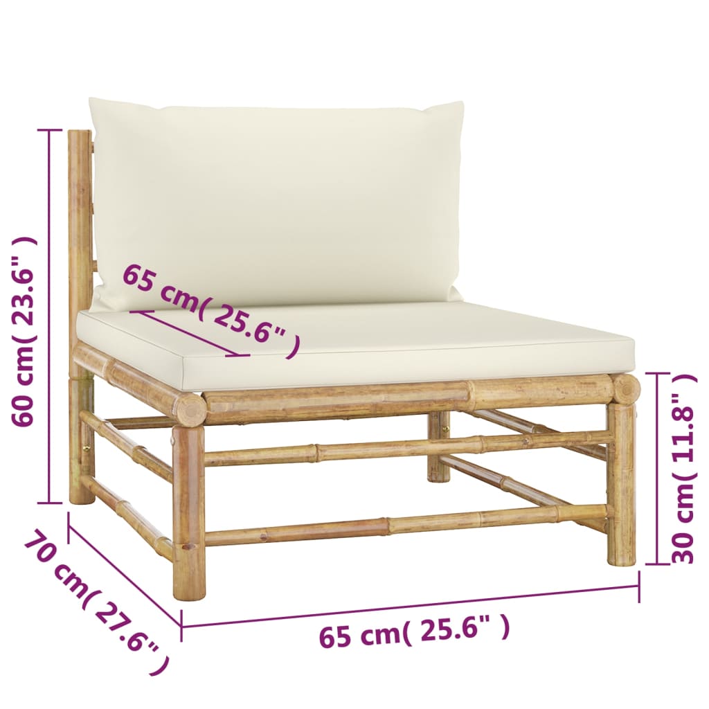 4-Delige Loungeset Met Witte Kussens Bamboe