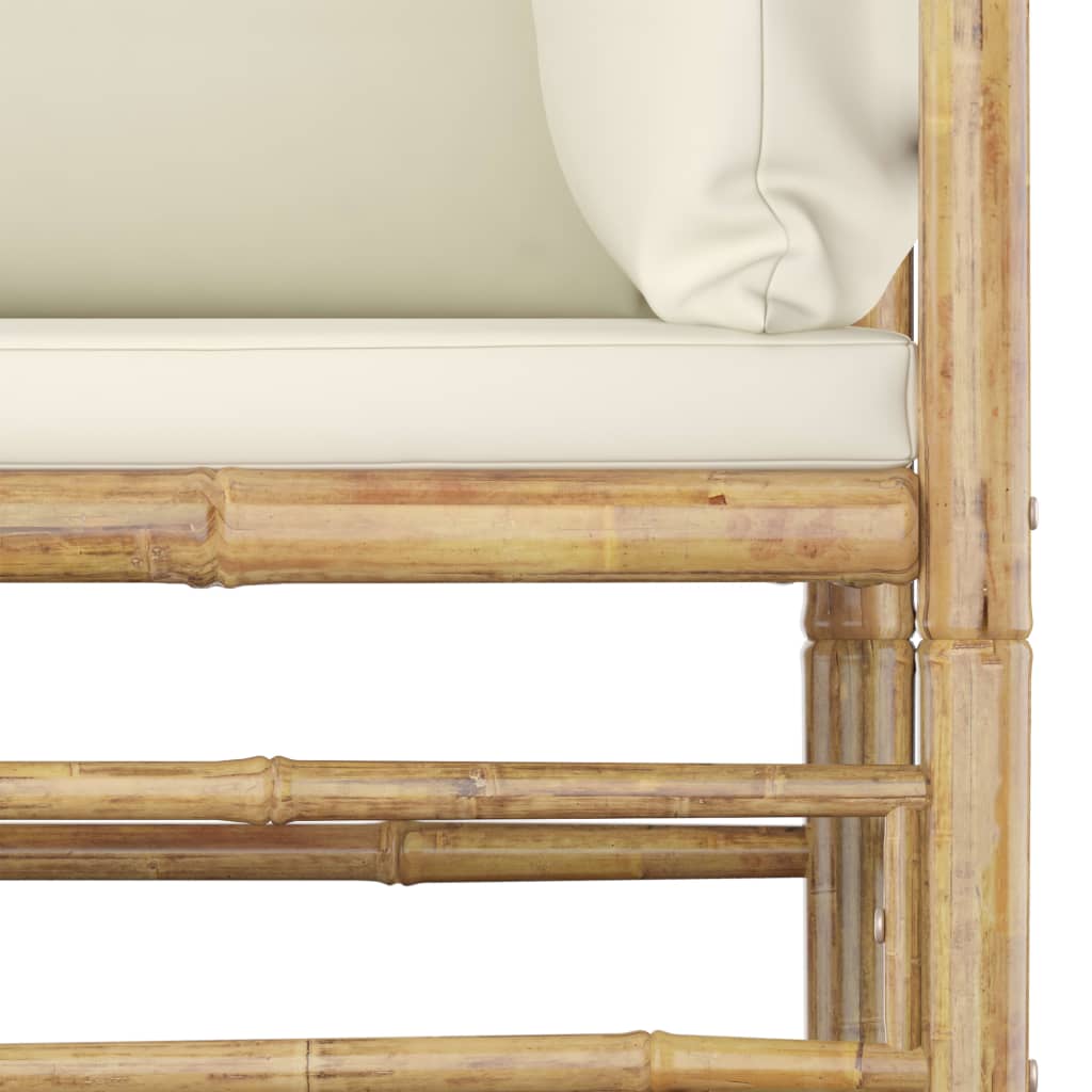 5-Delige Loungeset Met Witte Kussens Bamboe