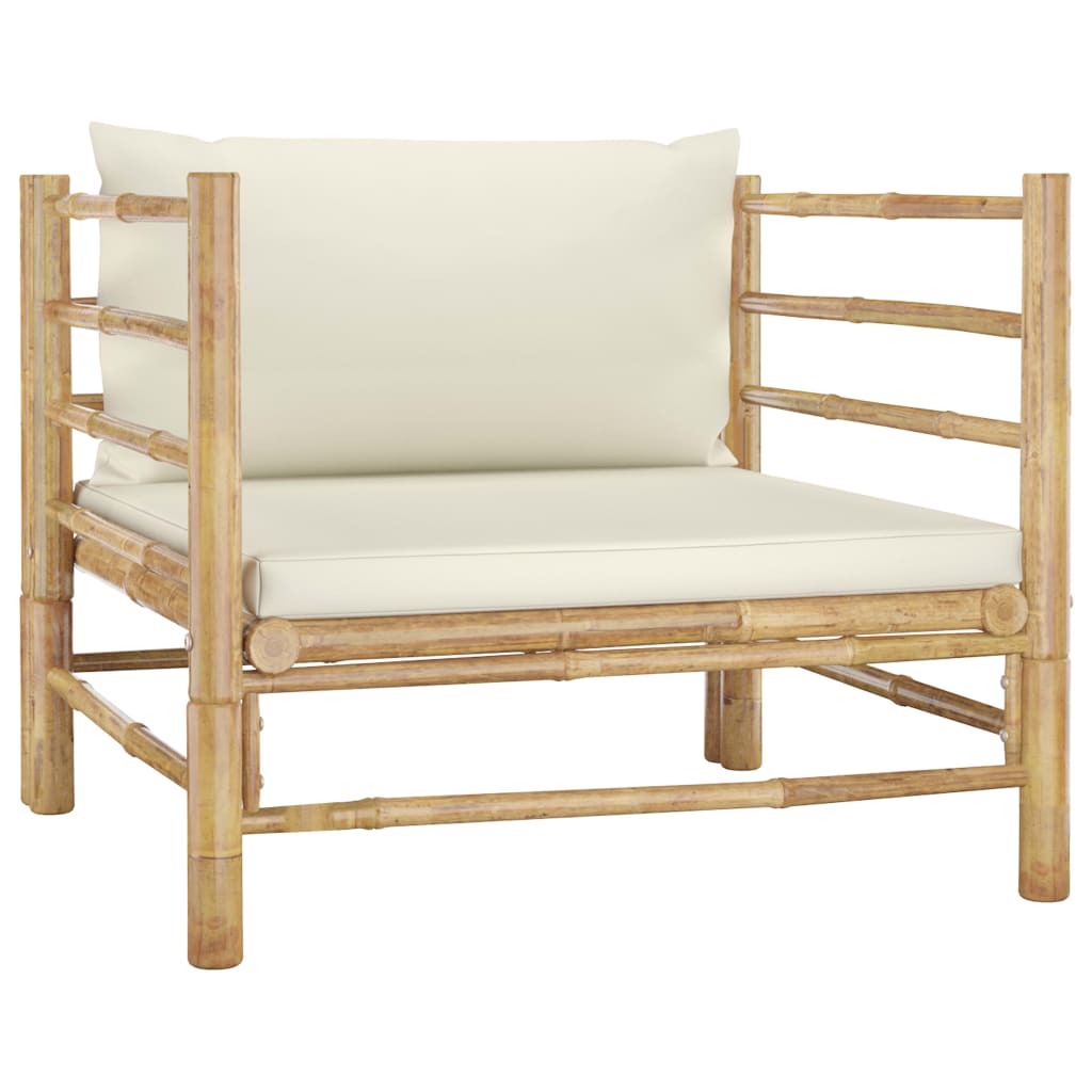 5-Delige Loungeset Met Witte Kussens Bamboe