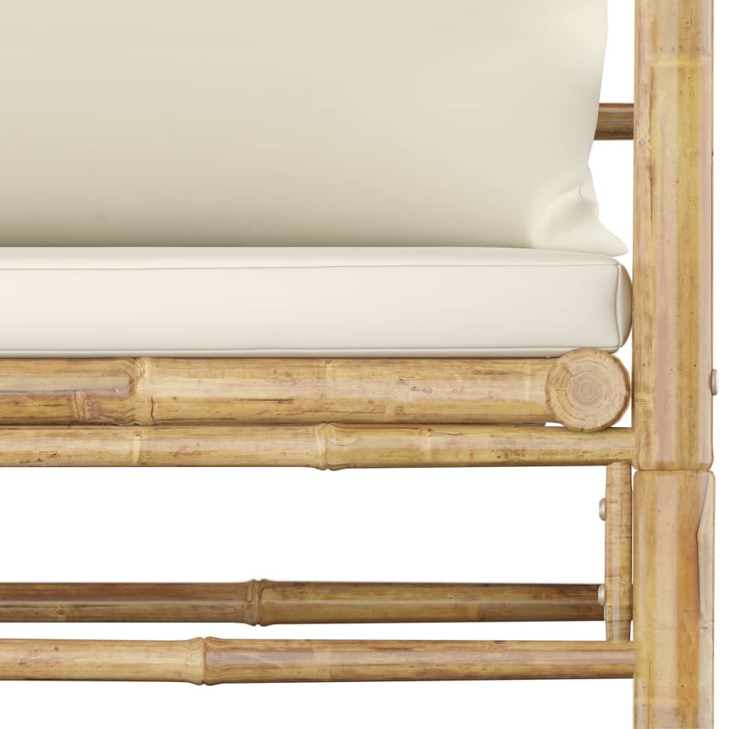 5-Delige Loungeset Met Witte Kussens Bamboe