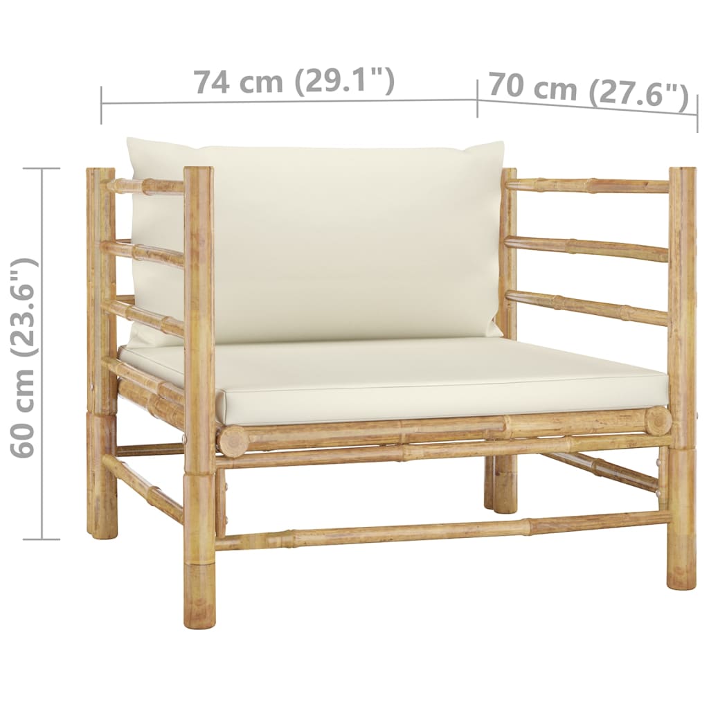 5-Delige Loungeset Met Witte Kussens Bamboe