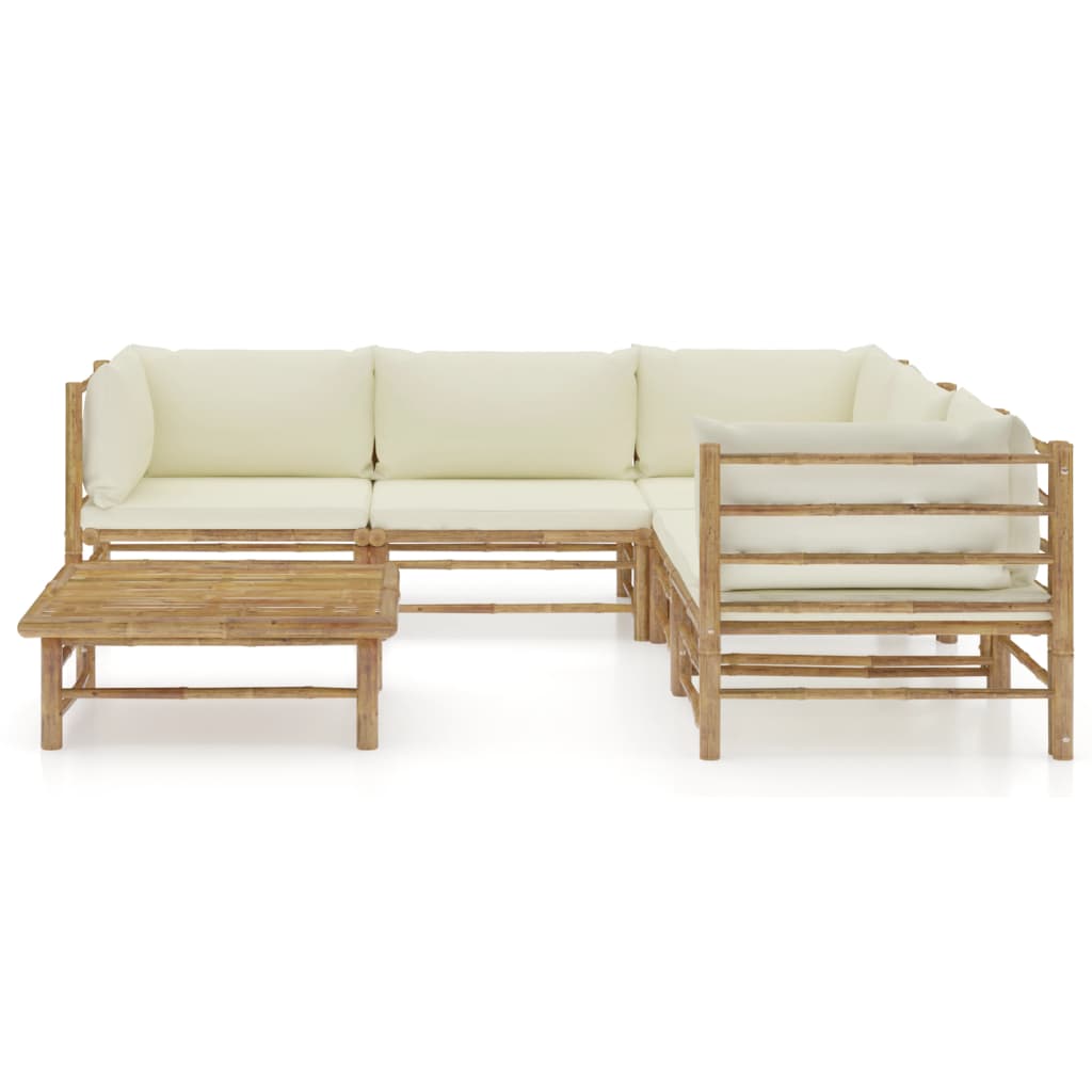 6-Delige Loungeset Met Witte Kussens Bamboe