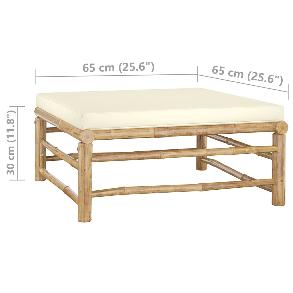 3-Delige Loungeset Met Witte Kussens Bamboe