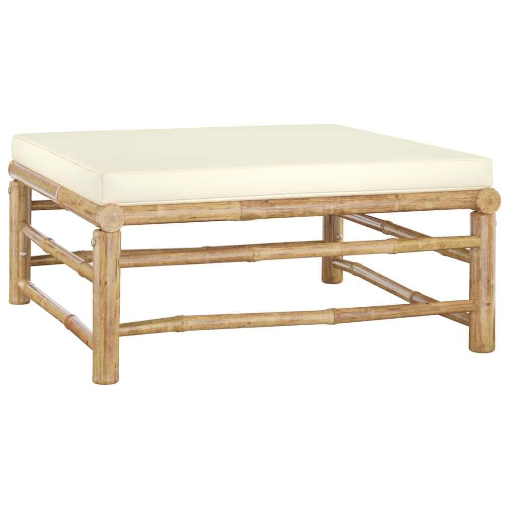 3-Delige Loungeset Met Witte Kussens Bamboe