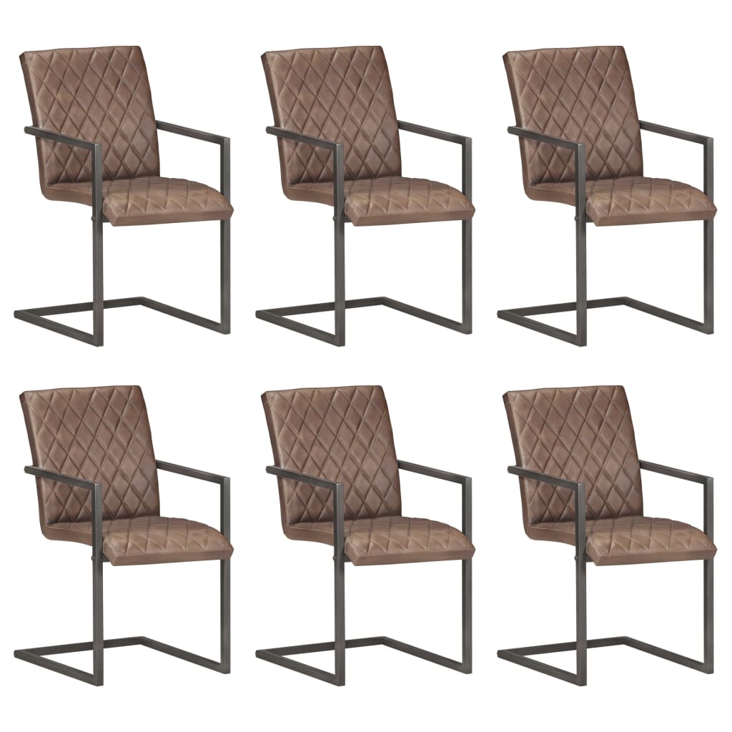 Eetkamerstoelen Echt Leer Bruin