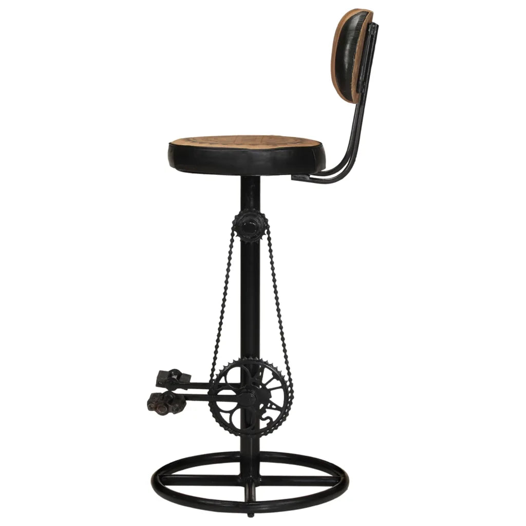 Set van 2 Industriële Barstoelen met Rugleuning – Canvas en Geitenleer – Vintage Design