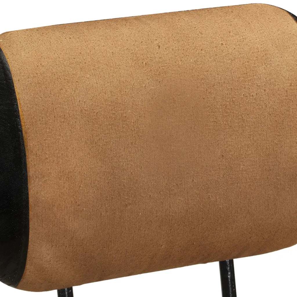 Set van 2 Industriële Barstoelen met Rugleuning – Canvas en Geitenleer – Vintage Design