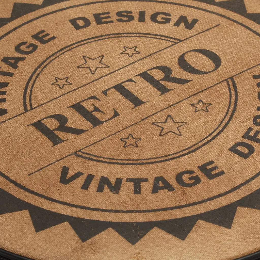 Set van 2 Industriële Barstoelen met Rugleuning – Canvas en Geitenleer – Vintage Design
