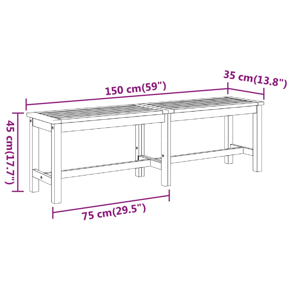Tuinbank 150X35X45 Cm Massief Acaciahout