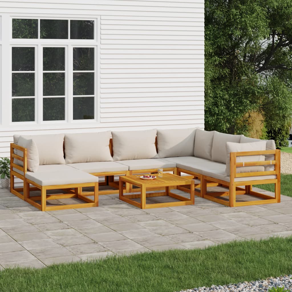 8-Delige Loungeset Met E Kussens Massief Hout