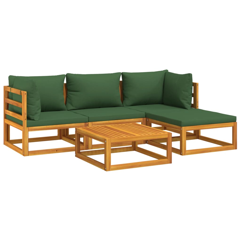 5-Delige Loungeset Met E Kussens Massief Hout