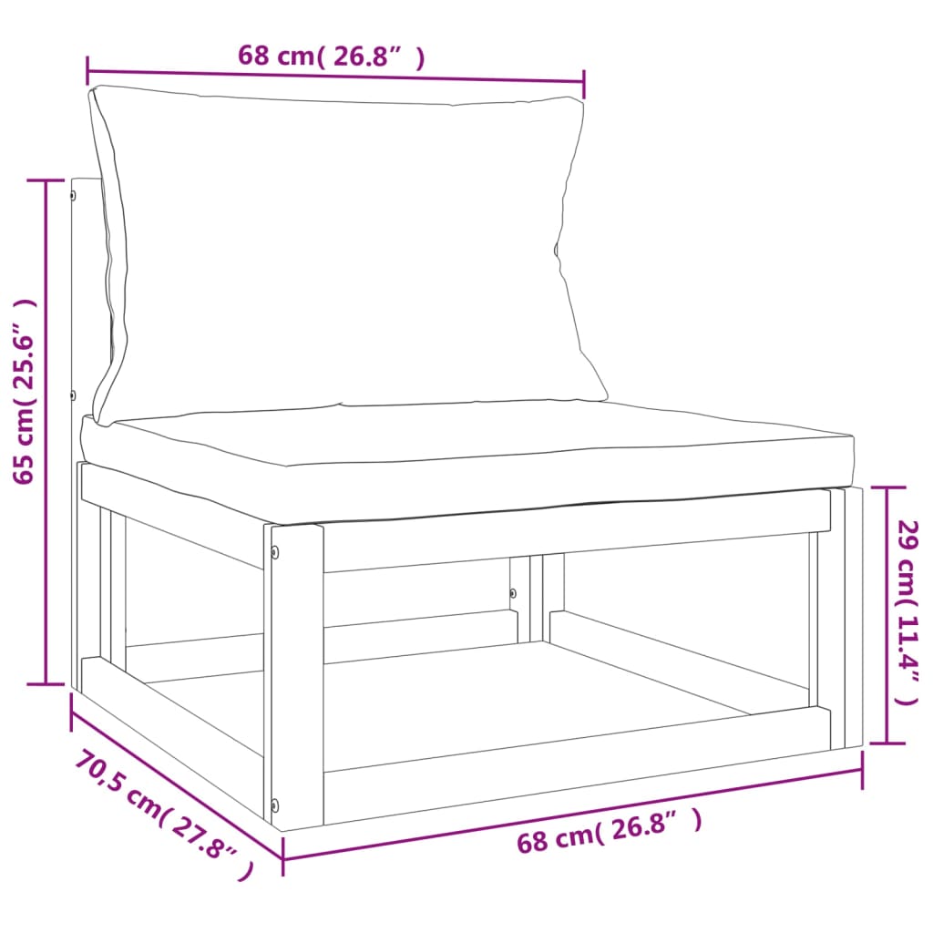 5-Delige Loungeset Met E Kussens Massief Hout