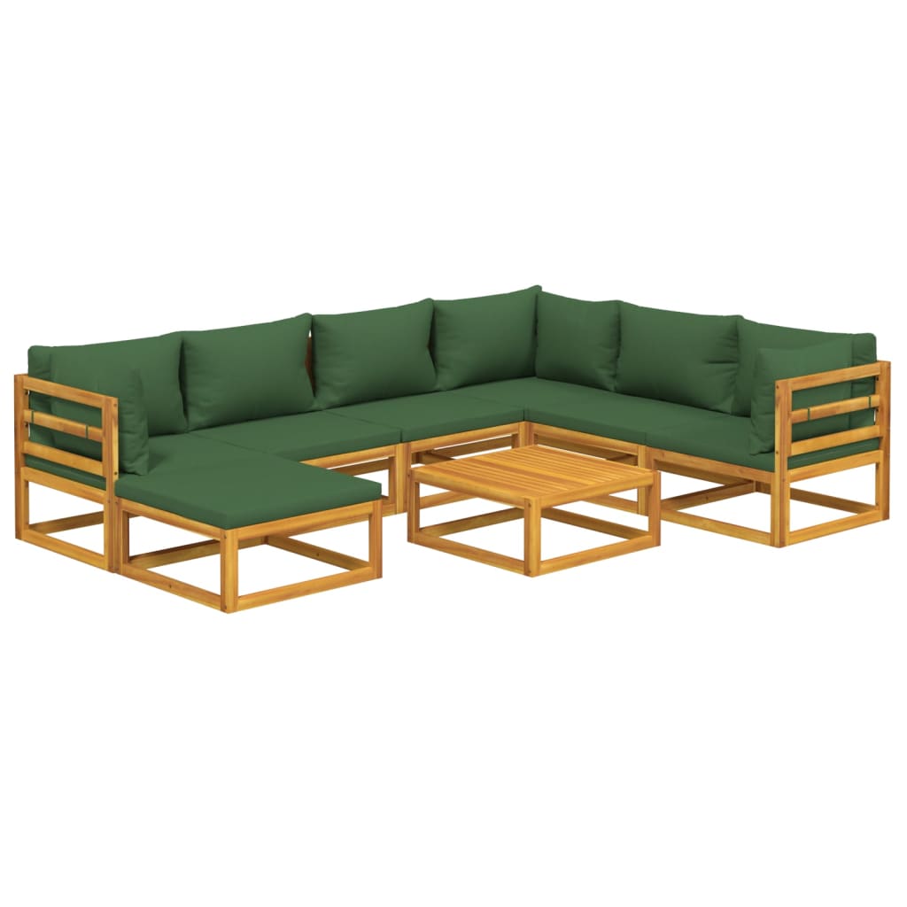 8-Delige Loungeset Met E Kussens Massief Hout