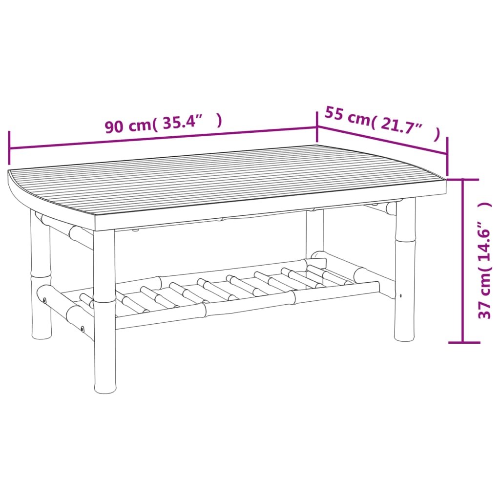 3-Delige Loungeset Met Kussens Bamboe