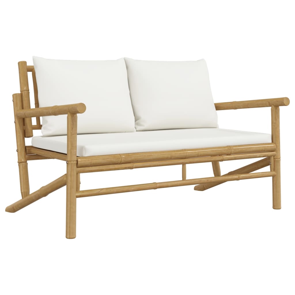 2-Delige Loungeset Met Kussens Bamboe Wit