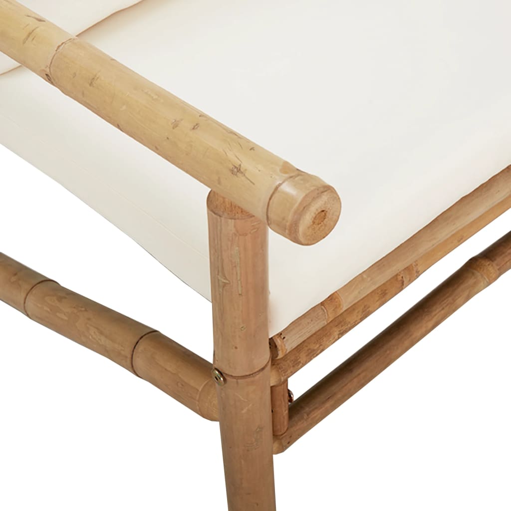 2-Delige Loungeset Met Kussens Bamboe Wit