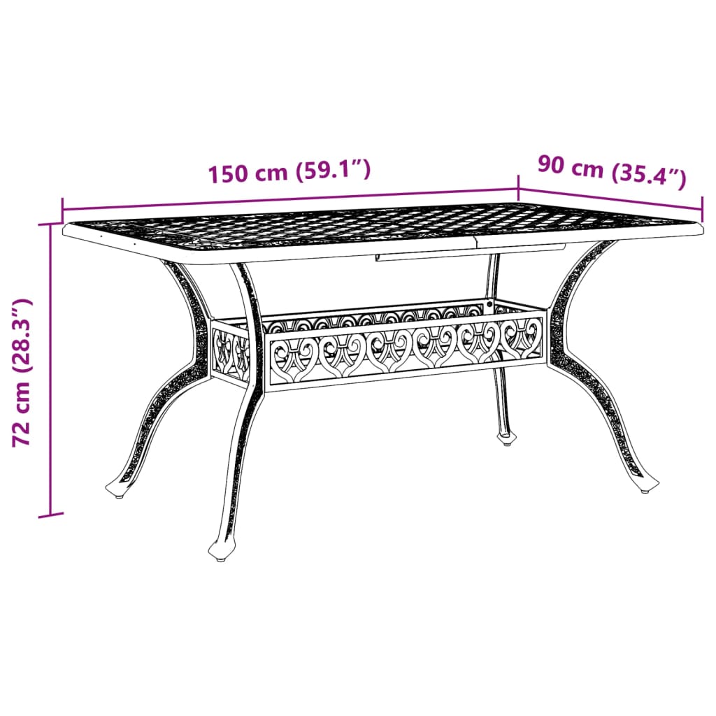 Tuintafel 150X90X72 Cm Gietaluminium