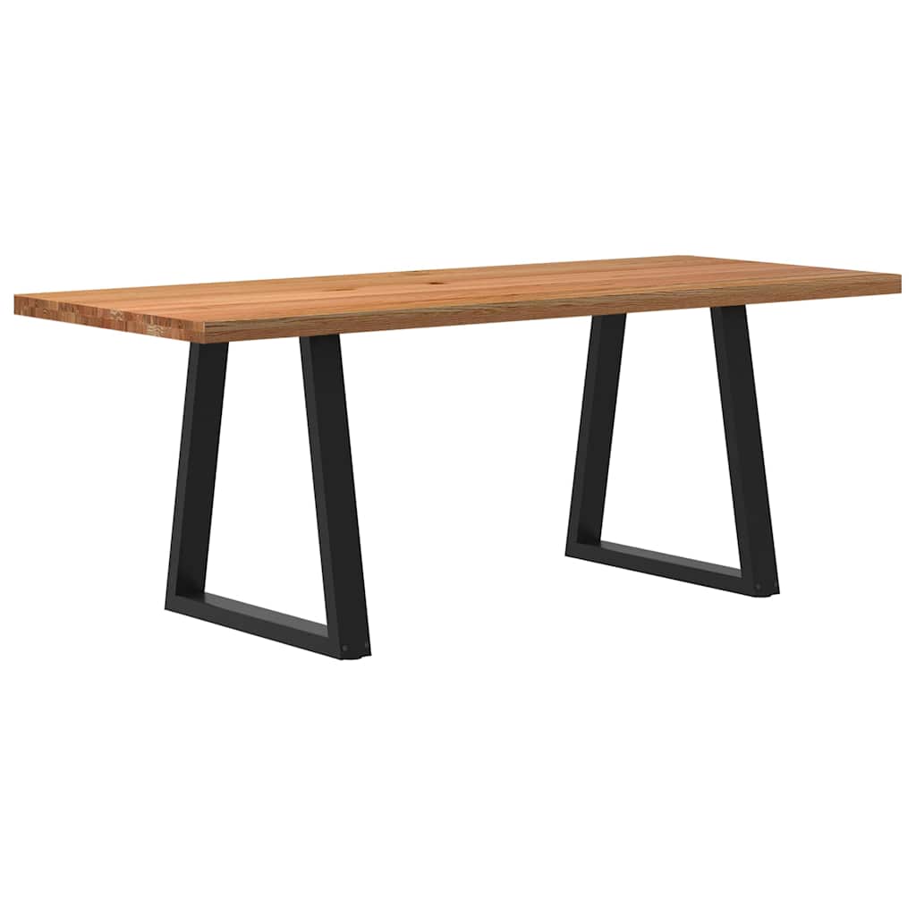 Eettafel Rechthoekig 180X90X74 Cm Massief Eikenhout Lichtbruin Zwart