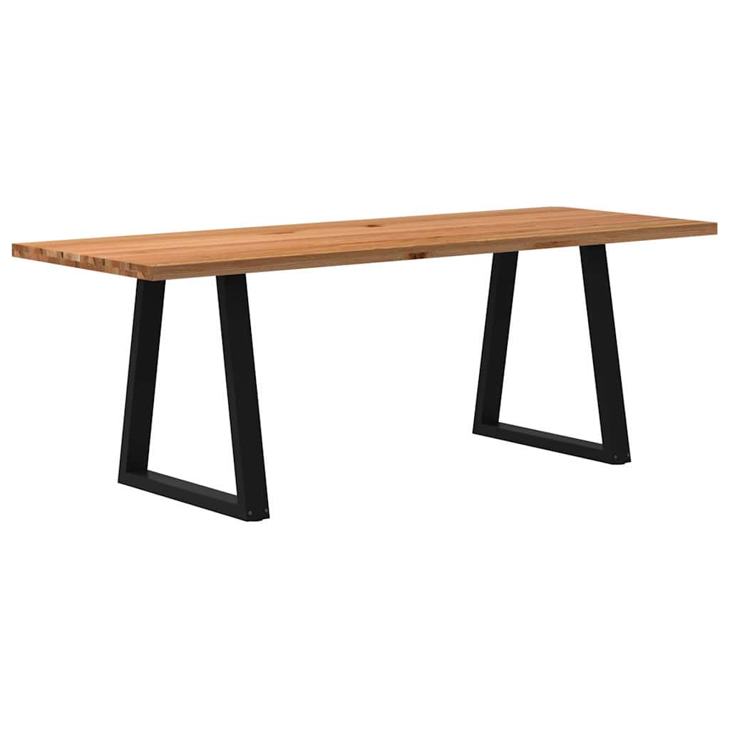 Eettafel Rechthoekig 180X90X74 Cm Massief Eikenhout Lichtbruin Zwart