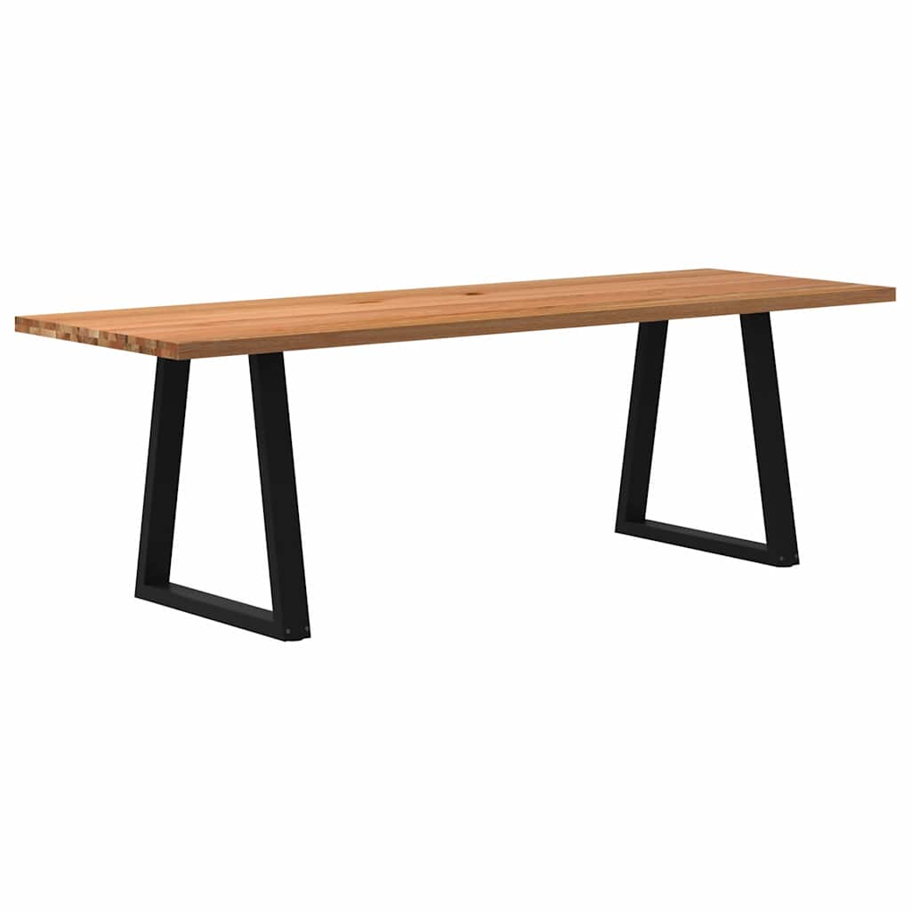 Eettafel Rechthoekig 180X90X74 Cm Massief Eikenhout Lichtbruin Zwart