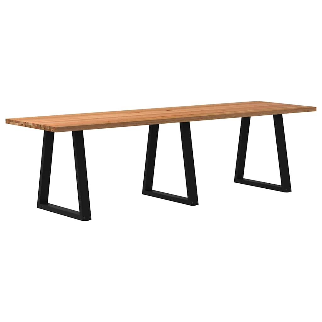 Eettafel Rechthoekig 180X90X74 Cm Massief Eikenhout Lichtbruin Zwart