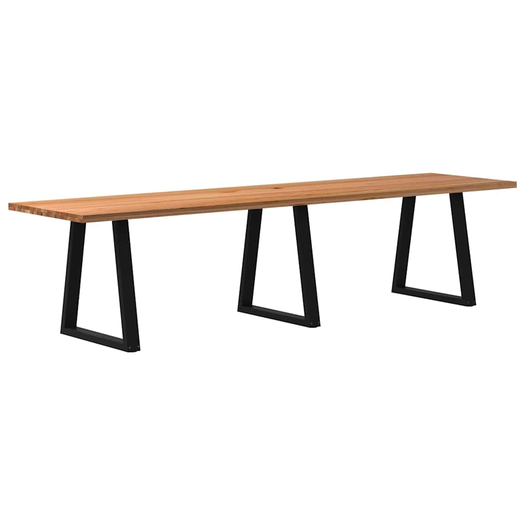 Eettafel Rechthoekig 180X90X74 Cm Massief Eikenhout Lichtbruin Zwart