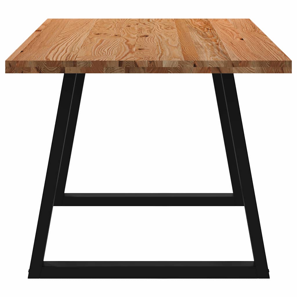 Eettafel Rechthoekig 180X90X74 Cm Massief Eikenhout Lichtbruin Zwart