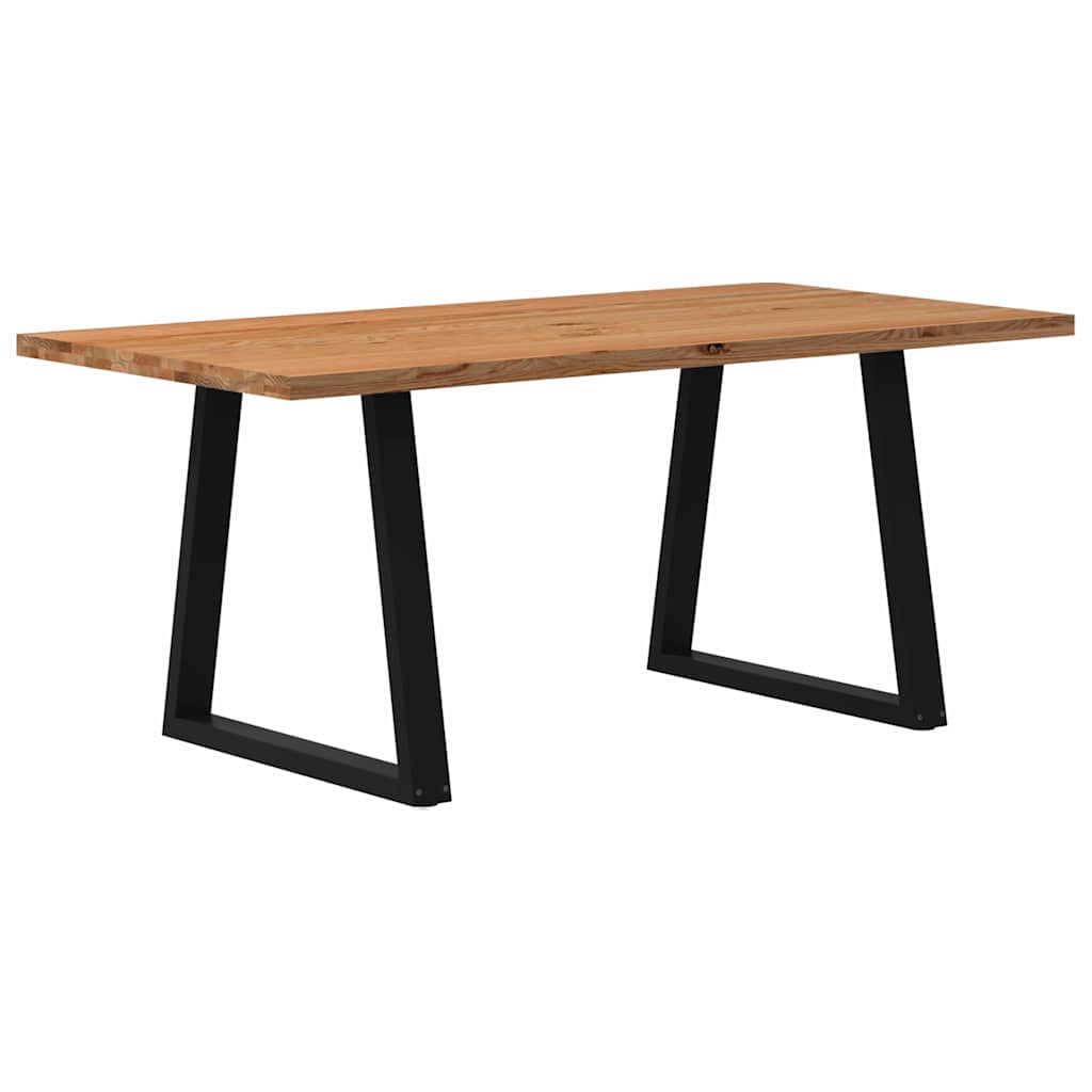 Eettafel Rechthoekig 180X90X74 Cm Massief Eikenhout Lichtbruin Zwart