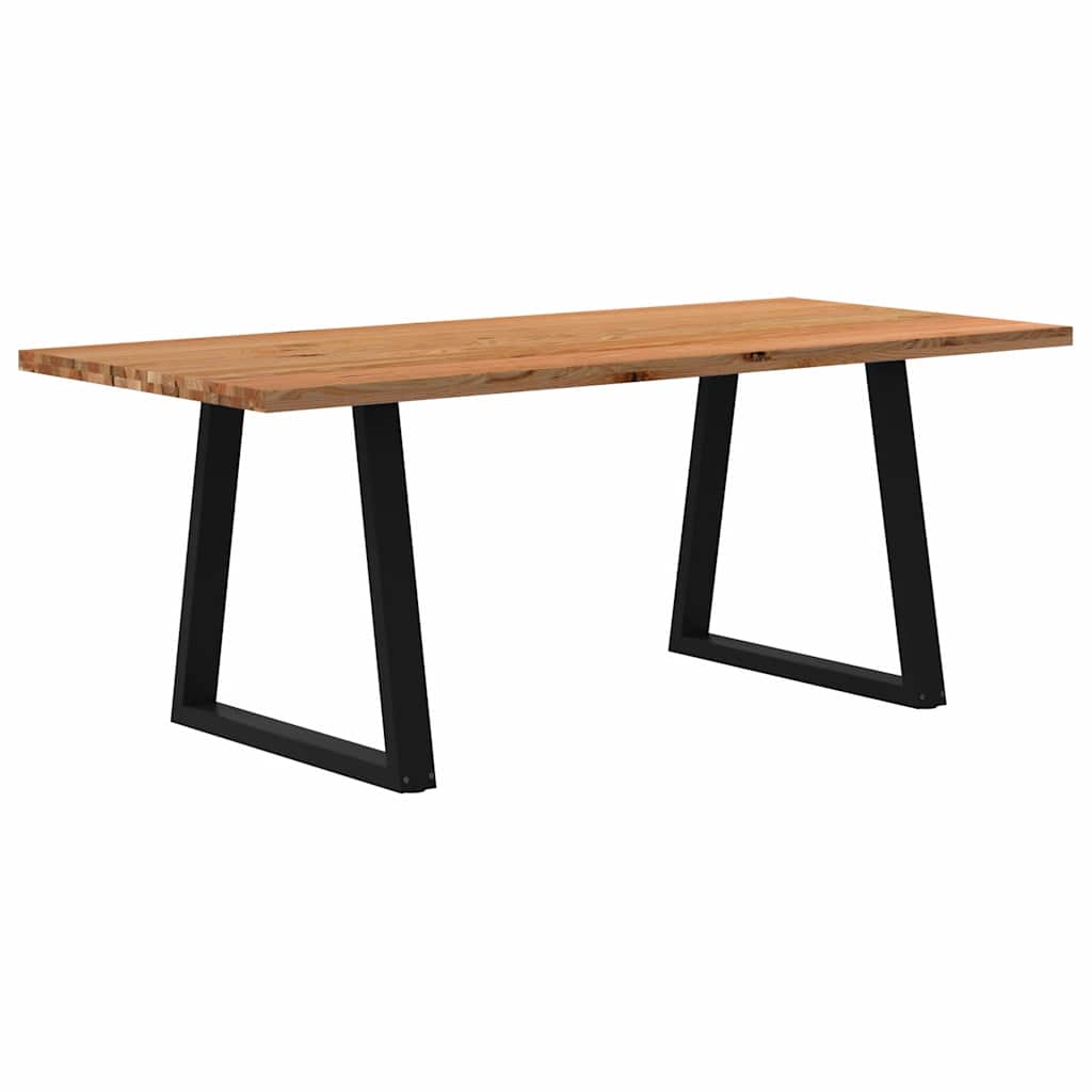 Eettafel Rechthoekig 180X90X74 Cm Massief Eikenhout Lichtbruin Zwart