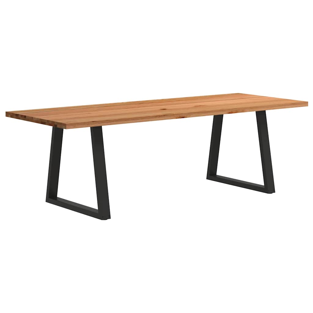 Eettafel Rechthoekig 180X90X74 Cm Massief Eikenhout Lichtbruin Zwart