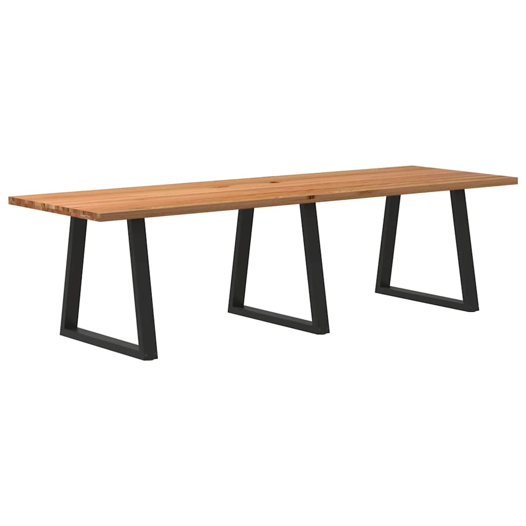 Eettafel Rechthoekig 180X90X74 Cm Massief Eikenhout Lichtbruin Zwart