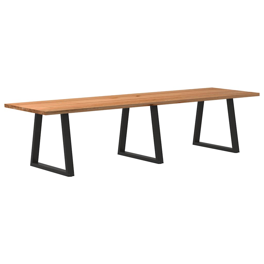 Eettafel Rechthoekig 180X90X74 Cm Massief Eikenhout Lichtbruin Zwart